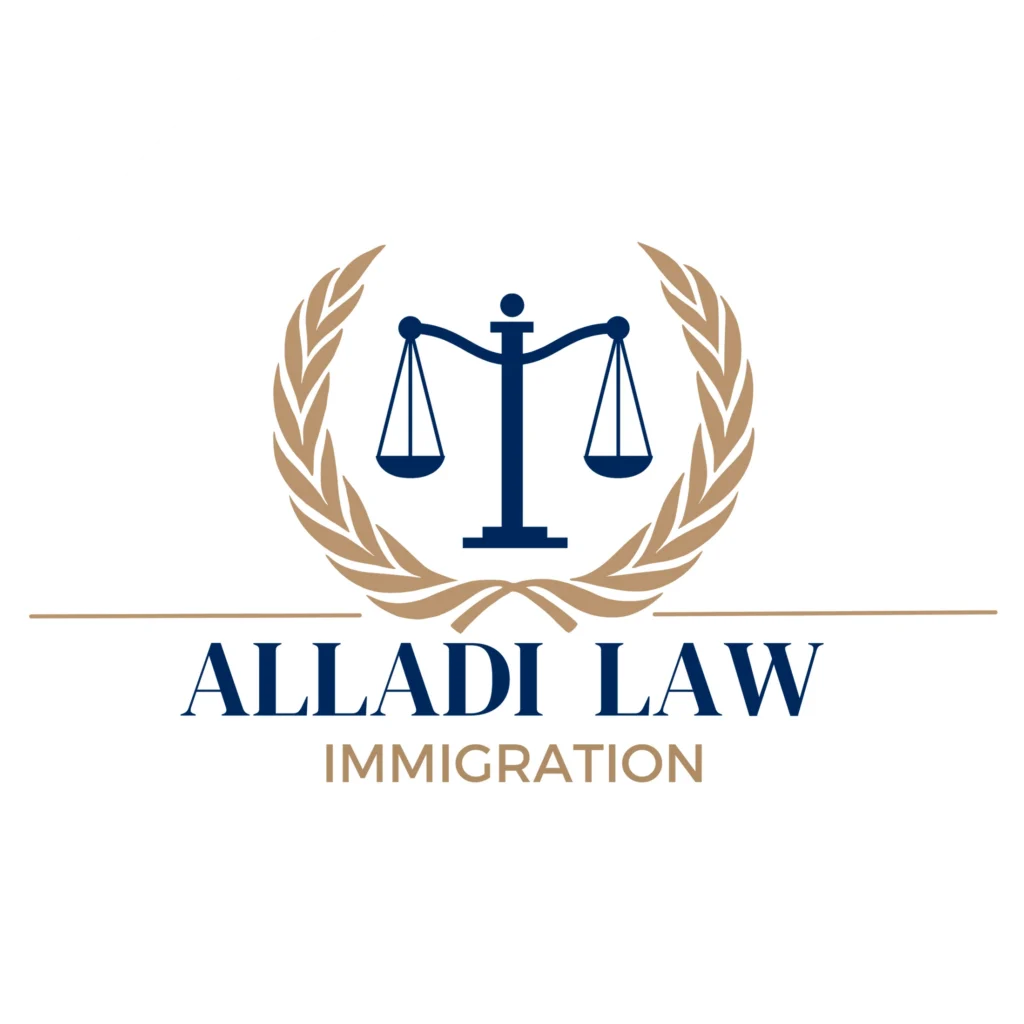 Alladi Law logo with circle background.